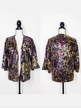 🦋LAST🦋 NWT Goldie London Rainbow Sequin Kimono Jacket🌳